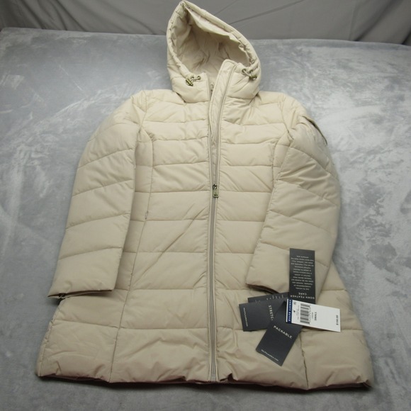 Lauren Ralph Lauren Down Jacket Womens Small Cream Light Packable Hood Puff  NWD - Picture 1 of 14